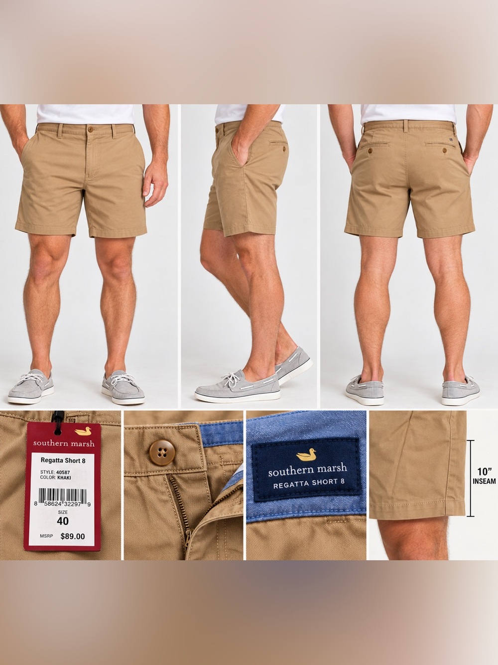 Southern Marsh Regatta 100% Cotton Shorts men’s khaki, size 40. Kahki NWT
